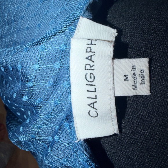 V-Neck Sheer Peplum Blouse in Teal - Picture 4 of 4